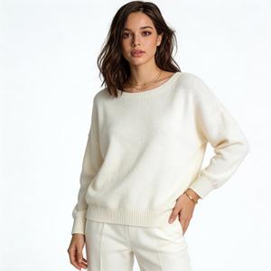 Maglione da <span class=keywords><strong>Donna</strong></span> Personalizzato Vintage Elegante, Oversize, Tinta Unita, Maniche Lunghe, in Misto Lana, Collo Tondo, Logo Frontale, Traspirante, 360g - Product Image 1