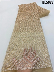 Supoo <span class=keywords><strong>Afrique</strong></span> Mode Noir Mixte Or Ombre Broderie Française Perlée Sequin Dentelle Tissu Perlé Dentelle Tissu De Luxe pour les Mariages - Product Image 4
