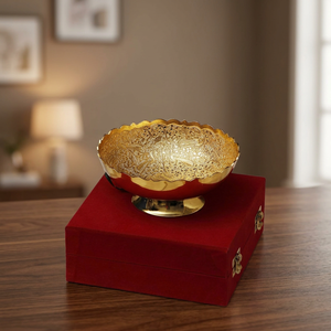 Bol en métal sculpté oriental fait à la main, or et rouge, pour cadeaux de mariage, bols décoratifs - Product Image 4