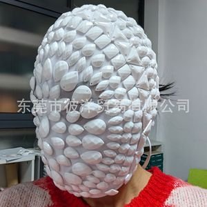 Masque en résine de perles blanches pour cosplay, fête, style amusant, coiffe décorative DIY - Product Image 1