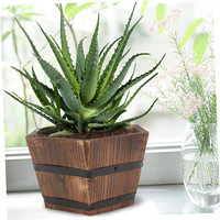 Pot de fleurs en bois massif Whiskey Barrel Planters Pots de plantes en bois d'extérieur