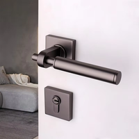 Poignée de porte magnétique silencieuse en alliage de zinc gris-noir robuste de style américain pour design intérieur et bureaux