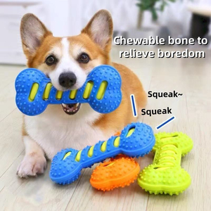 Pet Accessories Dog Product Top Seller New Arrival Rubber Dachshund Bone Shape Squeaky Dog Chew <b>Toy</b> for Aggressive Chewers - Product Image 2