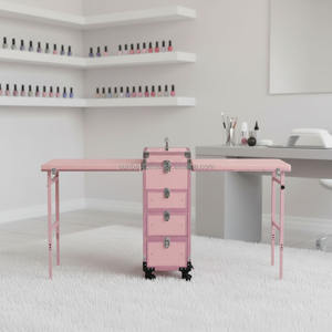 <span class=keywords><strong>Mesa</strong></span> de Manicura Rodante <span class=keywords><strong>Plegable</strong></span>, Estuche de Maquillaje con Ruedas, Estación de Maquillaje para Salón de Belleza, para Manicuristas y Estilistas - Product Image 4