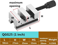 Étau de précision en acier QGG25/33/38 de 1/1,3/1,5 pouces pour fraiseuse, perceuse à colonne, tour, électro-émaillage, rectifieuse de surface