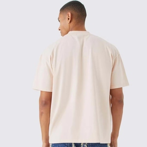 T-shirt décontracté oversize à épaules tombantes, 100 % coton épais, col rond, blanc, haute qualité pour homme - Product Image 2