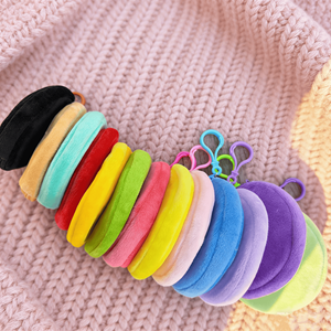 New Year Gift Set Custom Plush Key Chains with Portable Wallet Coin Purse Keyring and Student Earphone Case Organizer