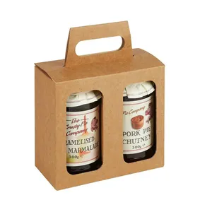 Bottiglie di barattolo di salsa personalizzate che imballano scatole di carta per condimenti per insalata di consegna di feste con manico