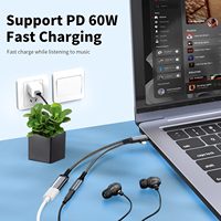 USB C auf 3,5mm Kopfhörer-und Lade adapter, 2 in 1 USB C auf Aux Audio-Buchse mit PD 60W Schnelllade-Dongle-Kabel