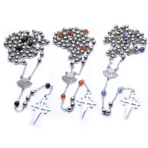 <span class=keywords><strong>De</strong></span> acero inoxidable <span class=keywords><strong>de</strong></span> concha Cruz collar <span class=keywords><strong>de</strong></span> cuentas <span class=keywords><strong>de</strong></span> <span class=keywords><strong>Santiago</strong></span> Rosario religiosa católica <span class=keywords><strong>de</strong></span> la joyería - Product Image 3