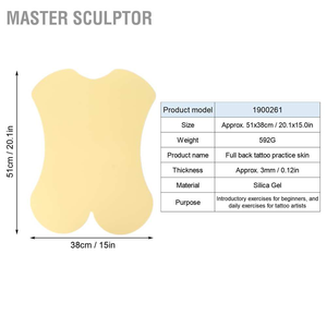 Piel de Práctica para Tatuajes de Silicona Suave Amarilla, Grande, para Toda la Espalda, Artificial, en Blanco, para Arte Corporal - Product Image 5