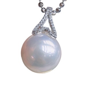 Pendentif haut de gamme en or 18 carats Zhuji, perle d'eau douce naturelle ronde de 12-13 mm, sans défaut, collier - Product Image 5