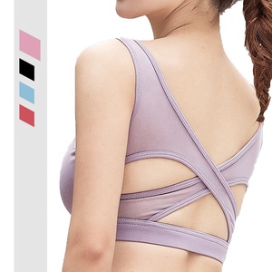 <span class=keywords><strong>Las</strong></span> sexy women mesh X sports Push Up <span class=keywords><strong>Fitness</strong></span> bra Yoga - Product Image 4