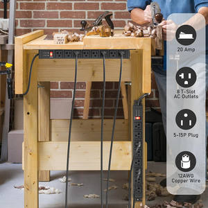 Protector de Sobretensión Metálico de Alta Resistencia de 20A con 8 Tomas de Corriente y Soporte Multiángulo, Enchufe de Extensión con Ranura en T 6-20R - Product Image 5