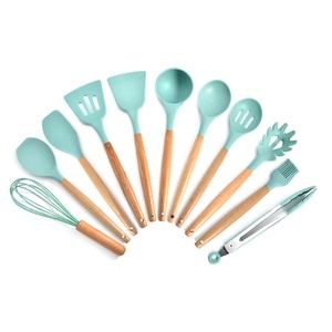 Wooden Handles Cooking <b>Tool</b> Utensil Set 12 Pcs Eco Friendly Household <b>Silicone</b> Kitchen Utensils - Product Image 1