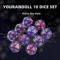 Yourandoll – Lot de 10 dés polyédriques en acrylique D20 de 20 mm avec motif ciel étoilé pour D&D, TRPG et jeux de table