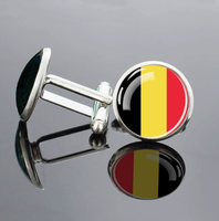 Boutons de manchette ronds en alliage de zinc durable du Luxembourg, motif drapeau national, accessoire vestimentaire formel