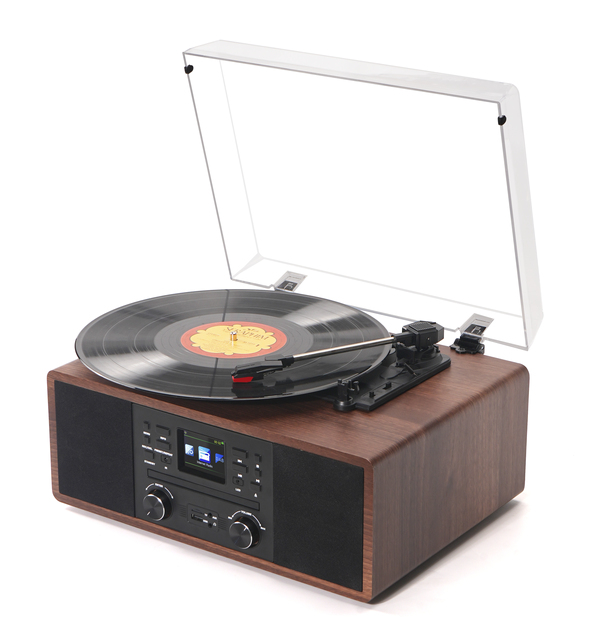 Audmic New Design DAB/DAB+radio Bluetooth Speaker with USB AUX Bluetooth Multiple Gramophone Speaker Phono Vinyl Record Player