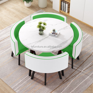 Ensemble de table et de chaises de salle à manger modernes de style nordique pour cuisine, salle à manger, restaurant, café, avec pieds en métal ronds et plateau en MDF, 4 places - Product Image 6
