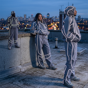 Conjunto de Sudadera y Pantalones Deportivos Personalizados de Estilo Urbano, de Secado Rápido, Transpirables, con Capucha Extra Grande, Cierre con Cordón, de Algodón Grueso - Product Image 3