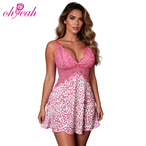 Chemise de nuit sexy à col en V et dentelle pour femmes matures, magnifique <span class=keywords><strong>nuisette</strong></span> florale ajourée grande taille, qualité supérieure, ODM - Product Image 1
