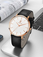 Ensemble de montres de luxe pour couple, dernier cri, avec boîtier en alliage, cadran en verre, affichage à aiguilles et bracelet en PU |   Cadeau haut de gamme