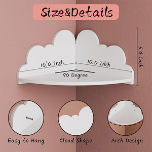 Estante de pared con forma de nube Ousumai, organizador de almacenamiento para habitación infantil de estilo nórdico, montaje en esquina de varias capas para libros, juguetes, decoración - Product Image 3