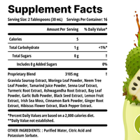 Complément Herbal Liquide OEM de Corossol Amer (Guanabana) avec Graines Noires, Moringa et Gingembre pour Soutenir la Fonction Digestive et Immunitaire, 16 Fl oz