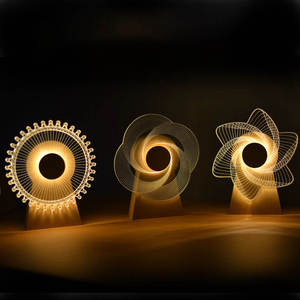 Boîte à musique rotative moderne en bois avec LED, rechargeable par USB, batterie incluse, lampe de chevet en forme de <span class=keywords><strong>moulin</strong></span> à vent, décoration d'intérieur - Product Image 2