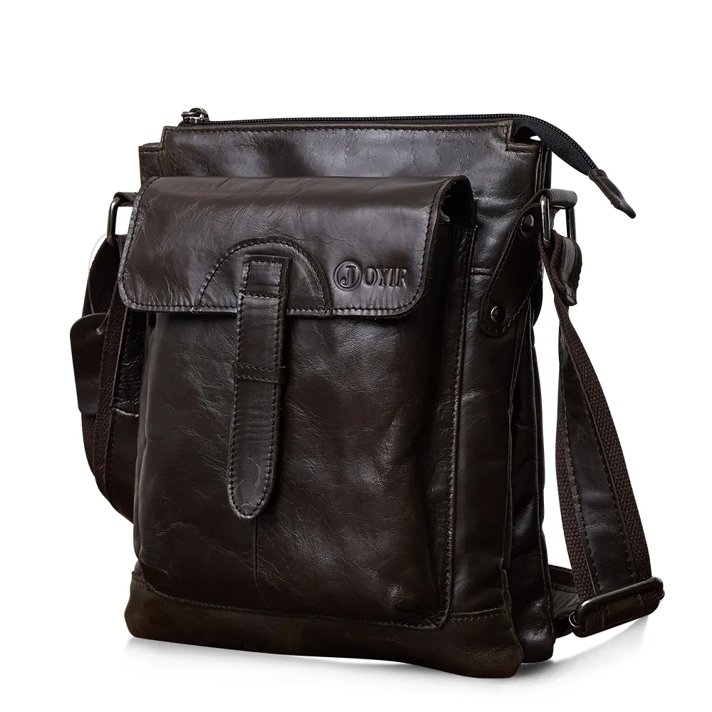 Винтажная мужская сумка-мессенджер DUJIANG из натуральной кожи, деловая сумка через плечо
