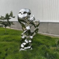 Escultura de Columna Fluida de Acero Inoxidable de Lujo, Pulido Espejo, Diseño Orgánico, para Jardín, Parque, Hotel, Plaza, Tamaño Personalizado