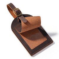 Nouvelle Arrivée Étiquette de Bagage Vintage en Cuir Véritable Style Carte d'Embarquement Multicolore avec Emplacement pour Carte pour Valise, Étiquette d'Identification OEM