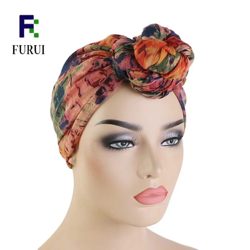 Toptan baskı çiçek viskon türban moda arapça kadınlar underscarf turbans