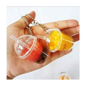 Wholesale High Quality Harmless <b>Custom</b> Clean Acrylic Charm Boba Milk Tea <b>Keychain</b> Solid - Product Image 1