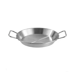 Draagbare Picknick Ronde Zeevruchtenpot 20Cm Dikke Metalen Voedselgrillpan Roestvrijstalen Voedselplaat Schalen Met Handvat