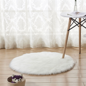 Tapis arc-en-ciel de luxe en fausse fourrure, accessoire à poils longs en peau de mouton, personnalisé, <span class=keywords><strong>blanc</strong></span> - Product Image 1