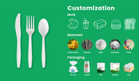 Trendz personnalisé 100% Kit de vaisselle jetable biodégradable compostable écologique Pla en plastique couteau fourchette cuillère ensemble de couverts
