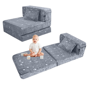 سجادة لعب للأطفال الرضع والأطفال الصغار مصنوعة حسب الطلب من الفوم الناعم قابلة للطي تتحول إلى سرير أريكة تضيء في الظلام - Product Image 1