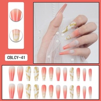 Ongles artificiels en plastique O2 Long Design, amovibles, à presser, pour manucure des doigts