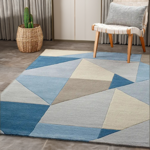 Tapis personnalisé moderne en laine fabriqué à la machine, imprimé en 3D, pour salon, avec dos antidérapant - Product Image 2