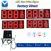 Letrero LED para Precios de Gasolina, Resistente al Agua, 4 Dígitos, Rojo, con Soporte de Montaje para Gasolinera