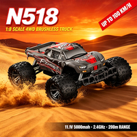 Voiture RC HOSHI N518 1/8, 100 km/h, haute vitesse, brushless, RTR, 4 roues motrices, version 2 batteries, monster truck tout-terrain, expert en télécommande