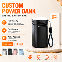 Batterie externe 20000mAh 22.5W à charge rapide, chargeur portable avec câble intégré, bloc batterie avec lumière LED USB-C PD 20W pour le camping