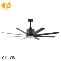 Ventilateur de plafond 60 pouces avec lumière, 6 vitesses, moteur DC silencieux et réversible, avec télécommande, pour l'Asie du Sud-Est, usage domestique intérieur standard