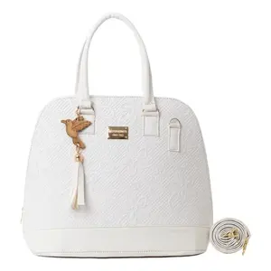 Bolso Bandolera Blanco para Mujer Fana Ayla M3779, de Microfibra con Estampado Floral, Bolso Casual con Adorno de Perla - Product Image 1