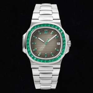 Reloj de Diseño Atemporal en Tono Platino, Caja Redonda Octogonal, Esfera Negra Degradada, para Regalos de Lujo, Cenas de Negocios - Product Image 1