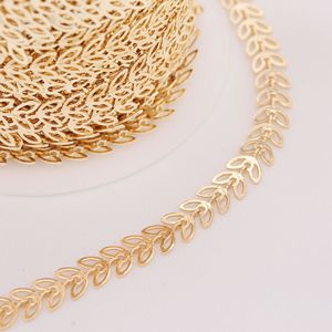 Nouveauté Chaîne à maillons en laiton plaqué or 14 carats à motif de feuilles creuses |   Accessoires de fabrication de bijoux pour femmes DIY - Product Image 4