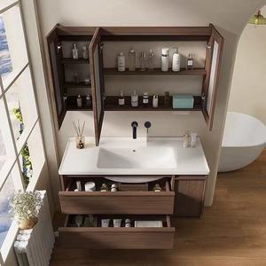 New ceramic integrated basin smart solid wood bathroom cabinet combination wash basin wash basin <b>table</b> - Product Image 3