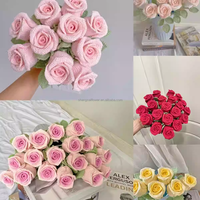 Künstliche Blumen Romantische Moderne Baumwollstoff Handgemachte Häkel-Einzelne Große Rote Rosen für Halloween-Geschenk Ehefrau Ewige Rose Geschenk