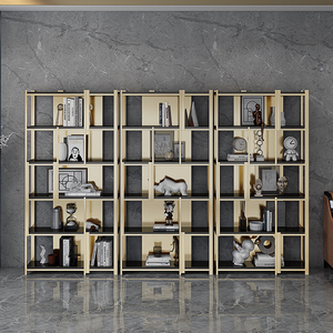 Présentoir mural en acier inoxydable doré de luxe moderne - Product Image 1